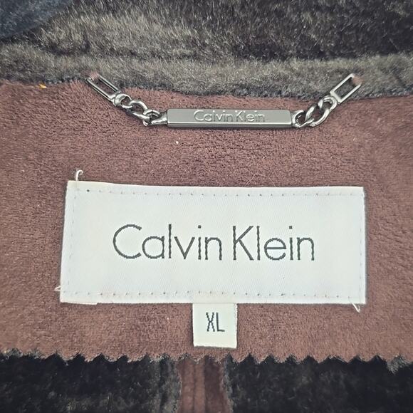 Calvin Klein Faux Fur Brown Midi Coat Women's Size XL. - Picture 7 of 9